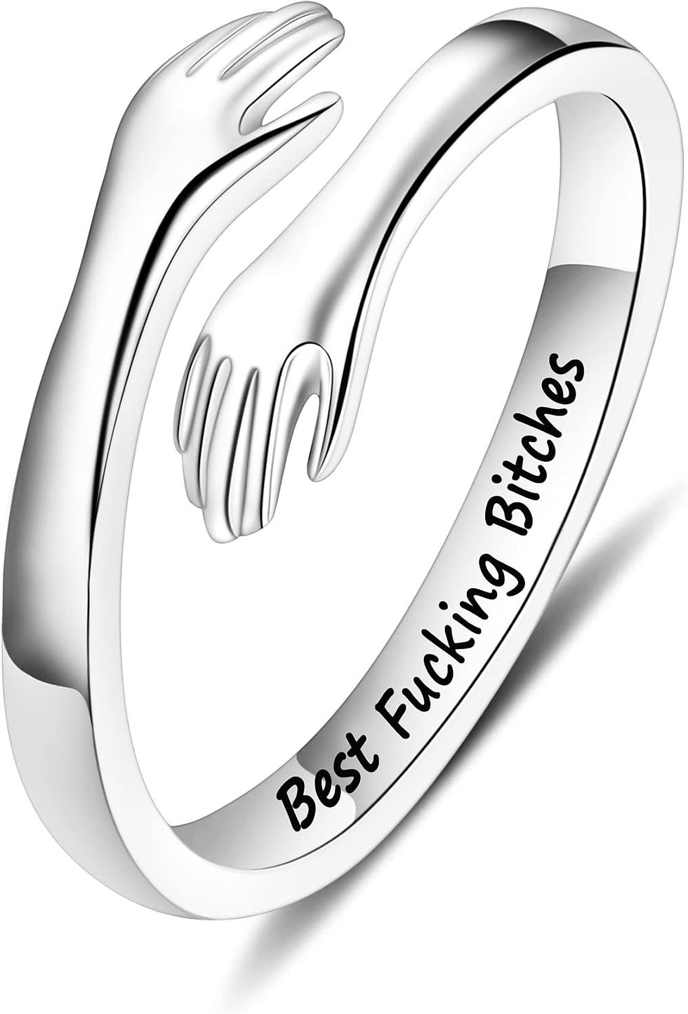 Thumbnail: Yesteel S925 Sterling Silver Hug Ring for Women Teen Girls, Adjustable Ring Jew
