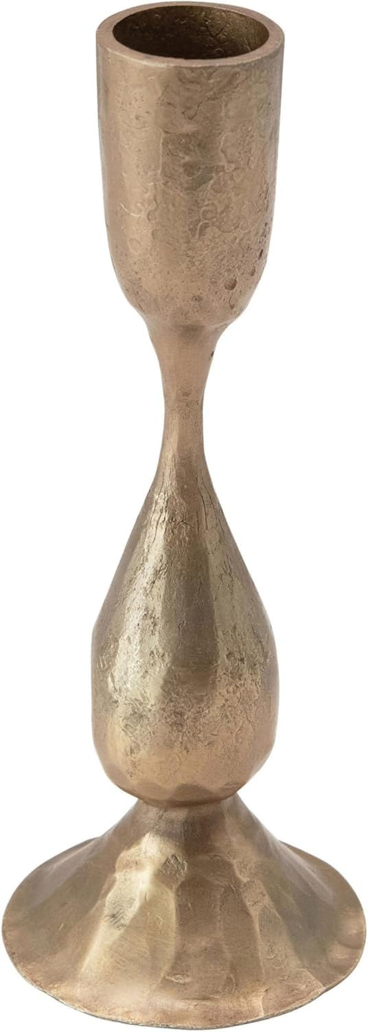 Thumbnail: Creative Co-Op Round Hand-Forged Metal Taper Holder, Antique Brass Finish
