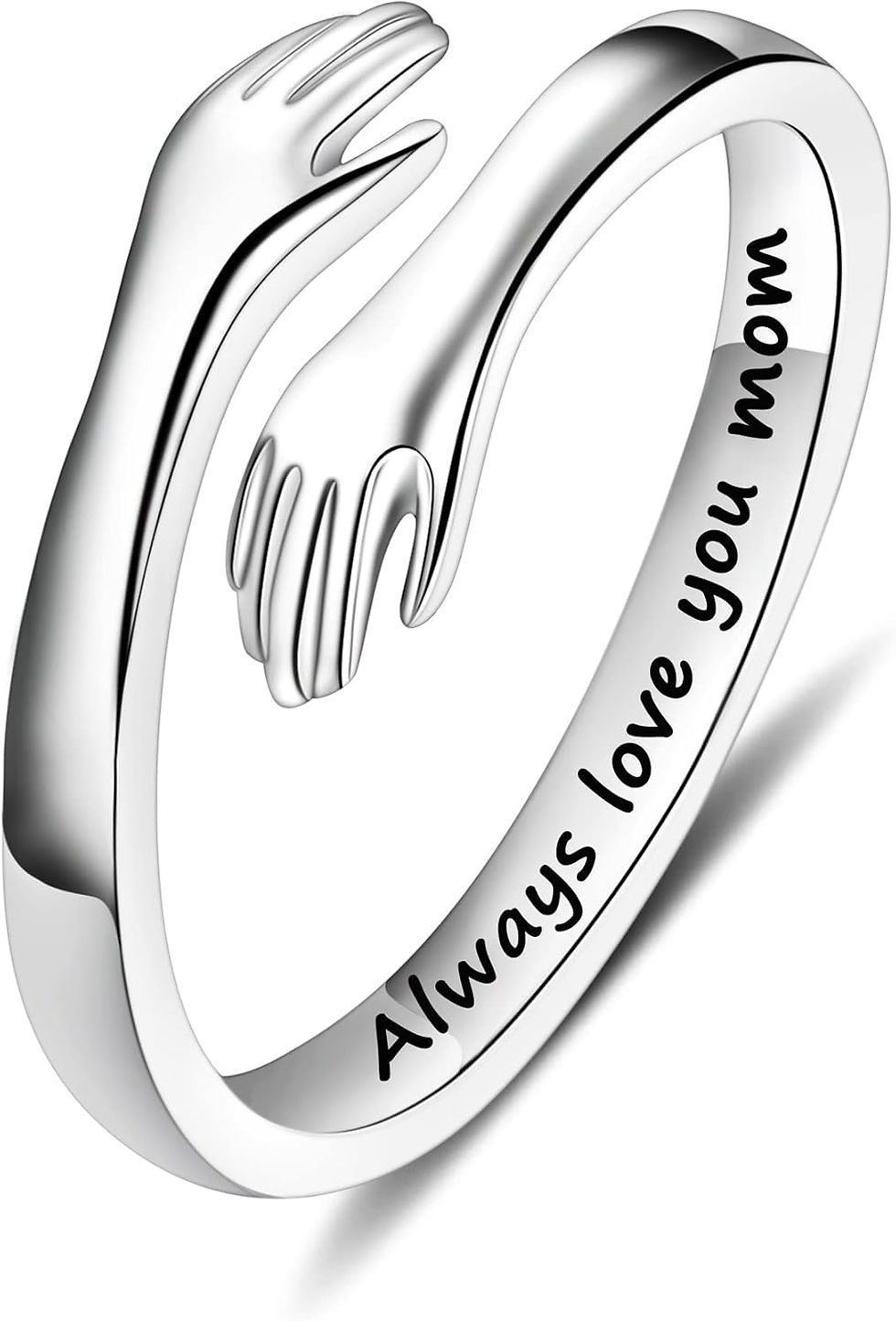 Thumbnail: Yesteel S925 Sterling Silver Hug Ring for Women Teen Girls, Adjustable Ring Jew