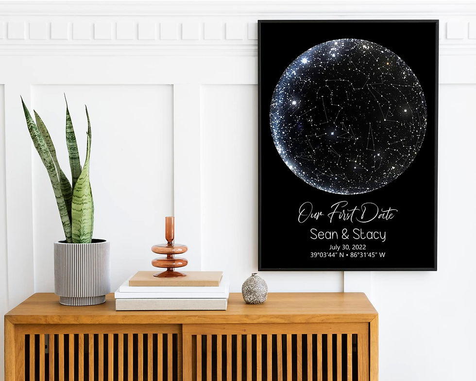 Thumbnail: Custom Star Map Personalized Print Constellation Chart Night sky Poster Wall Ar