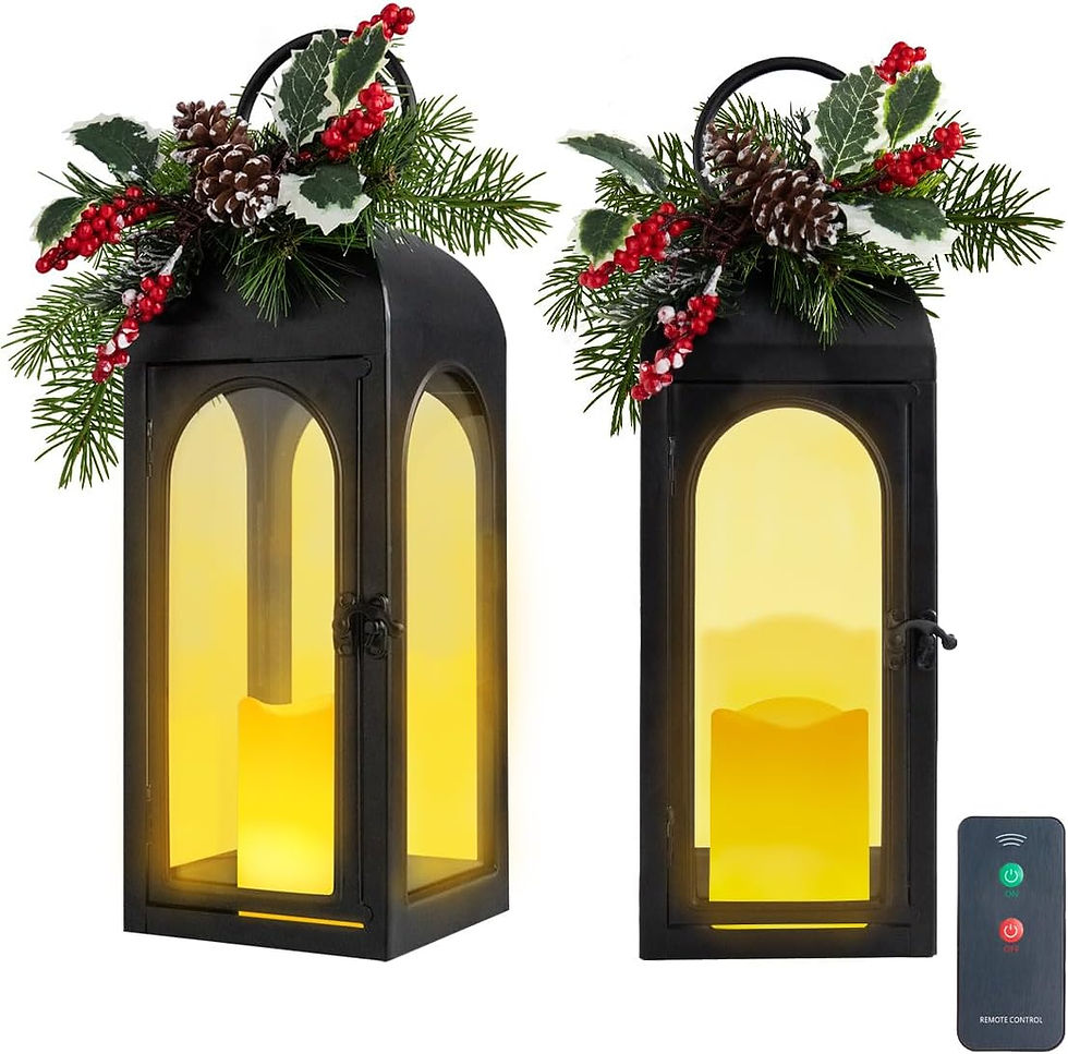 Thumbnail: Bdor 2 Pack Large Luxury Lantern Decorative Tall 20 Inches Black Metal Hurrican