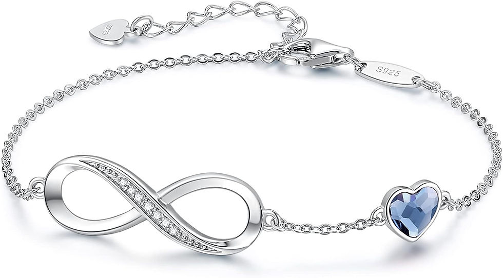 Thumbnail: CDE Infinity Heart Birthstone Charm Link Bracelet for Women 925 Sterling Silver