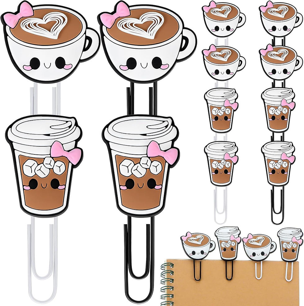 Thumbnail: 12 Pcs Coffee Cup Shape Paper Clips Funny Cute Paperclips Bookmarks Planner Cli