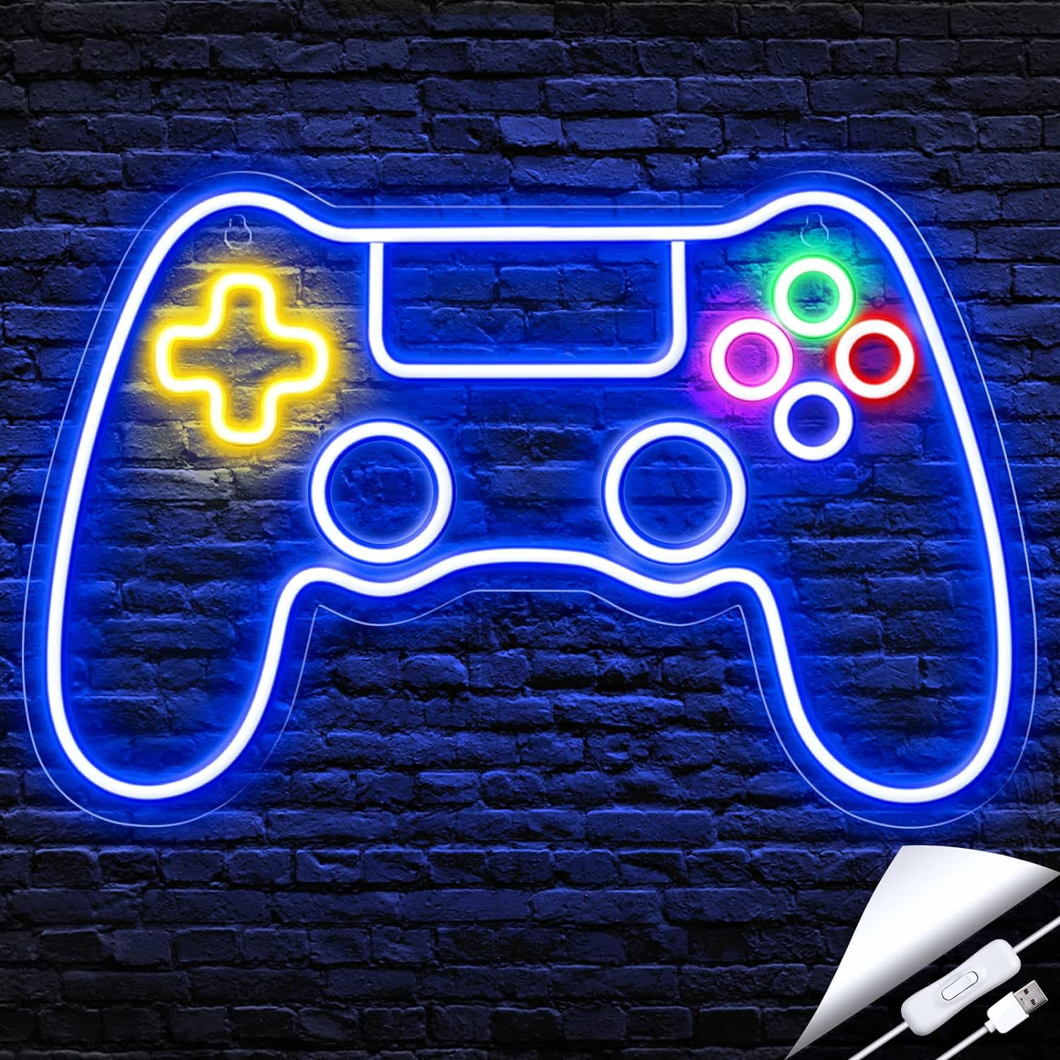 Kavaas Gamer Neon Sign, Game Controller LED Sign for Gaming Room Decor - Game N
