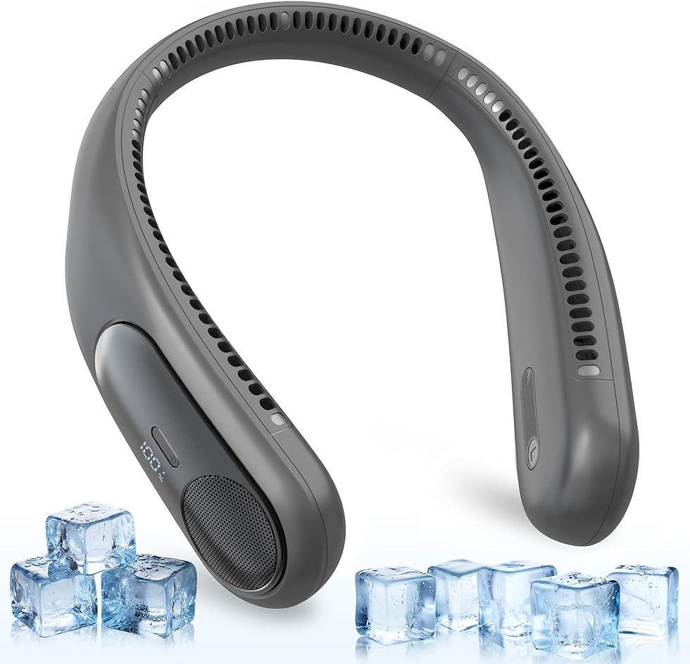 Thumbnail: Portable Neck Fan,Personal Wearable Bladeless Fan,LED Display, 4-Speeds,6000mAh