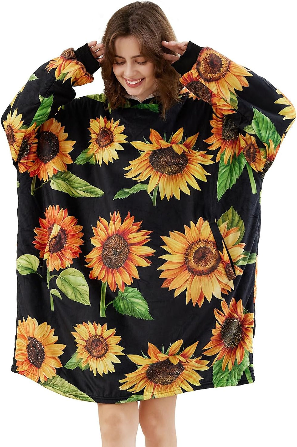 Thumbnail: LetsFunny Blanket Hoodie,Oversized Wearable Sherpa Fleece Blanket Sweatshirt,Su