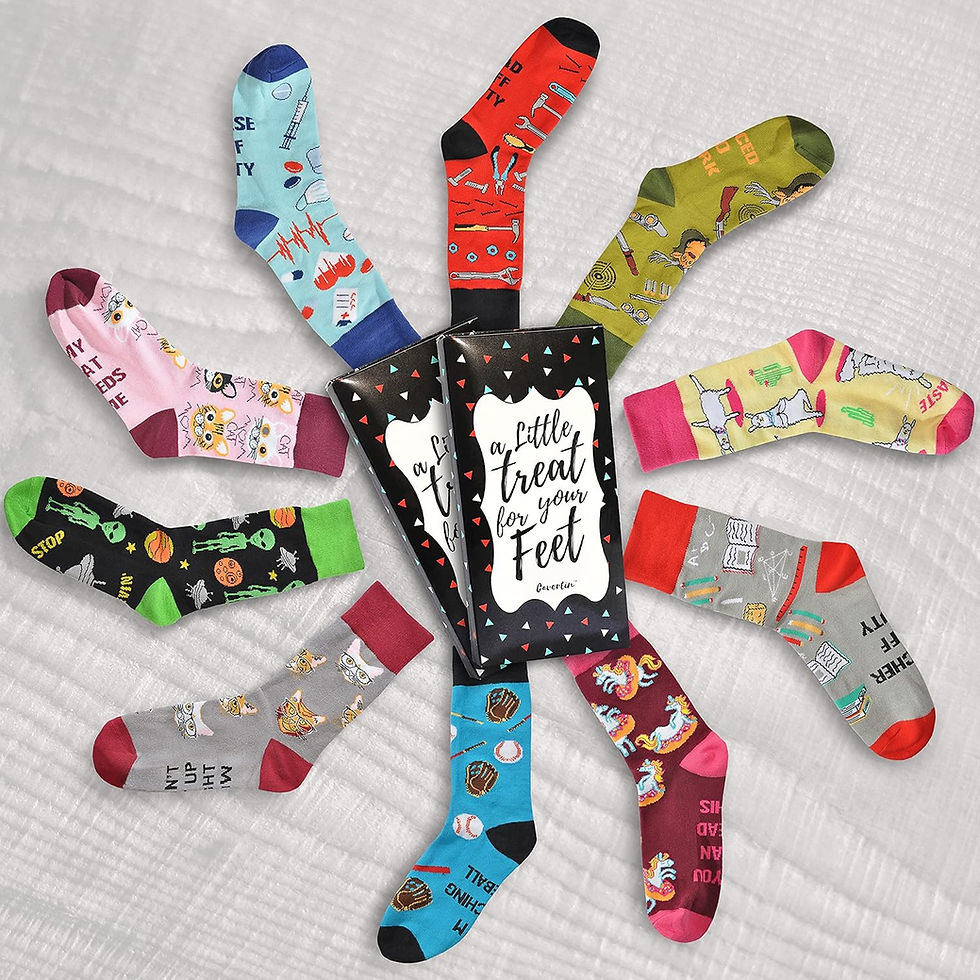 Thumbnail: Cavertin Men's Funny Socks Hunting Fishing Football Baseball Gaming Golf Taco P