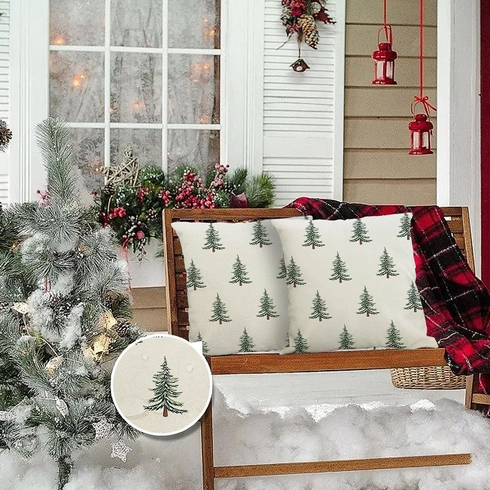 Thumbnail: Outdoor Christmas Pillow Covers 18x18 Inch Decorations Tree Decor White Throw P