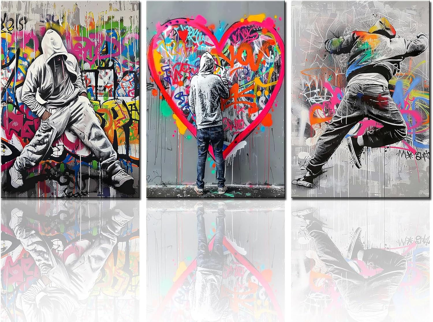 Banksy Street Art Graffiti Hand Pictures Heart Love Paintings Romantic Kiss Art