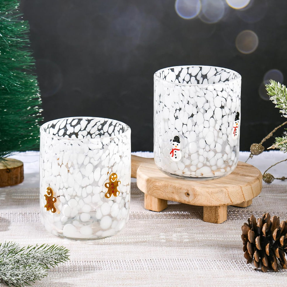 Thumbnail: 2 Pcs Christmas Icon Glass Cups Set-14 oz Gingerbread Man and Snowman Icon Wine