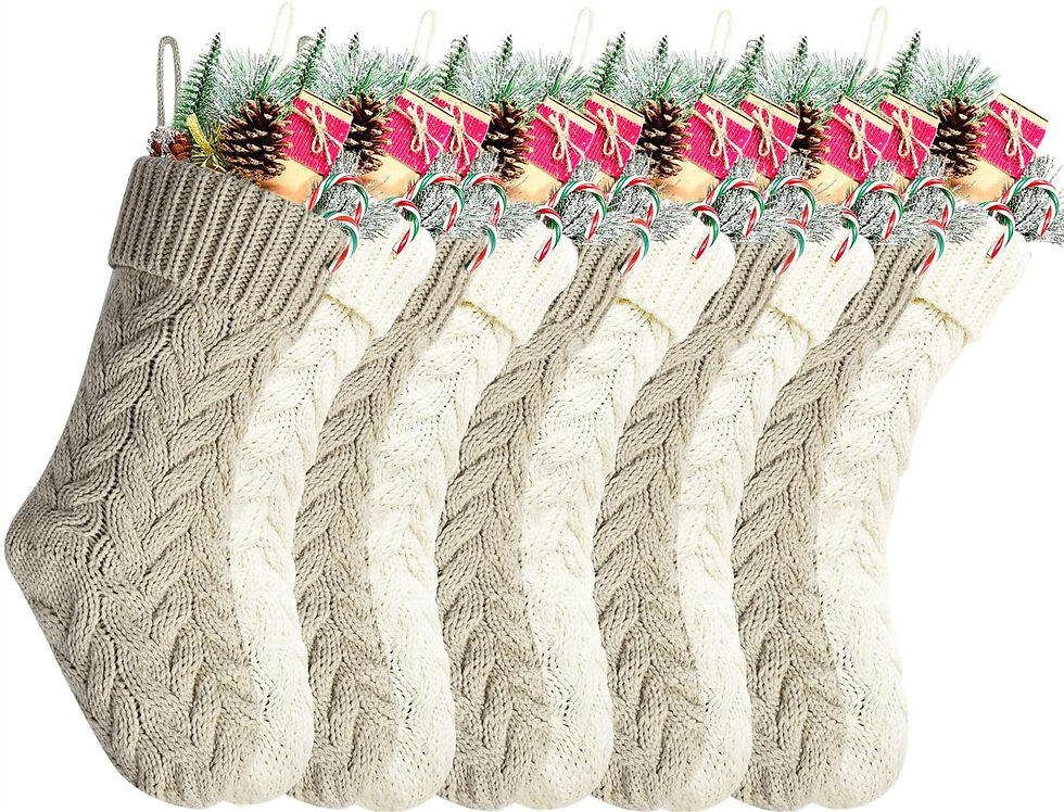 Thumbnail: Pack 4,18" Unique Ivory White Knit Christmas Stockings Style3