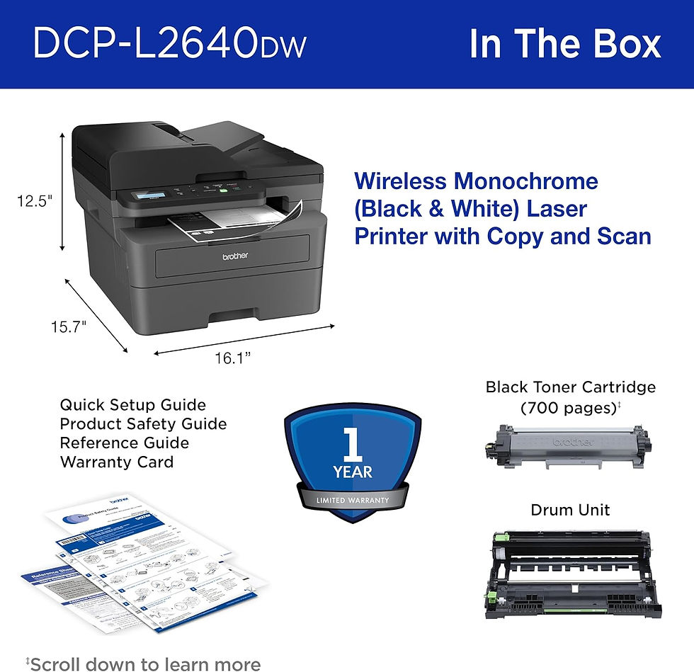 Thumbnail: Brother DCP-L2640DW Wireless Compact Monochrome Multi-Function Laser Printer wi