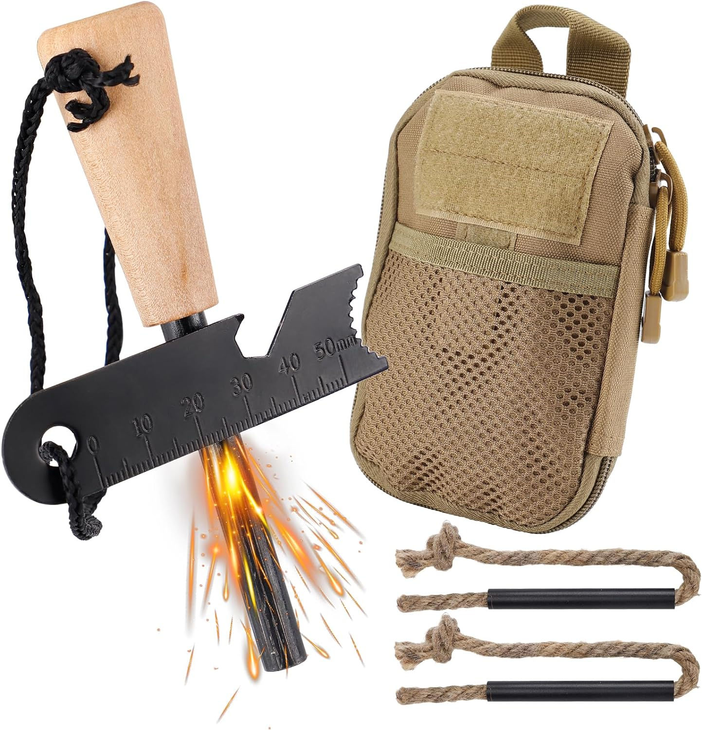 Fire Starter Survival Tool, Fire Starter Kit Includes Magnesium Rod, Steel Stri