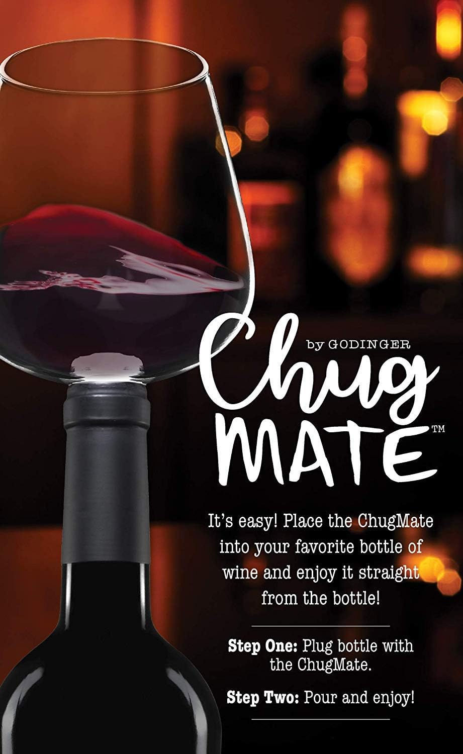 Thumbnail: Godinger Chugmate Wine Glass Bottle Topper, Original Goblet, 16oz | To Drink St