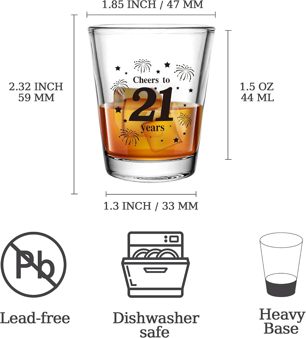 Thumbnail: 3 PCS 21th Birthday Shot Glasses Set, 1.5 oz Cheers to 21 Years Clear Shot Glas