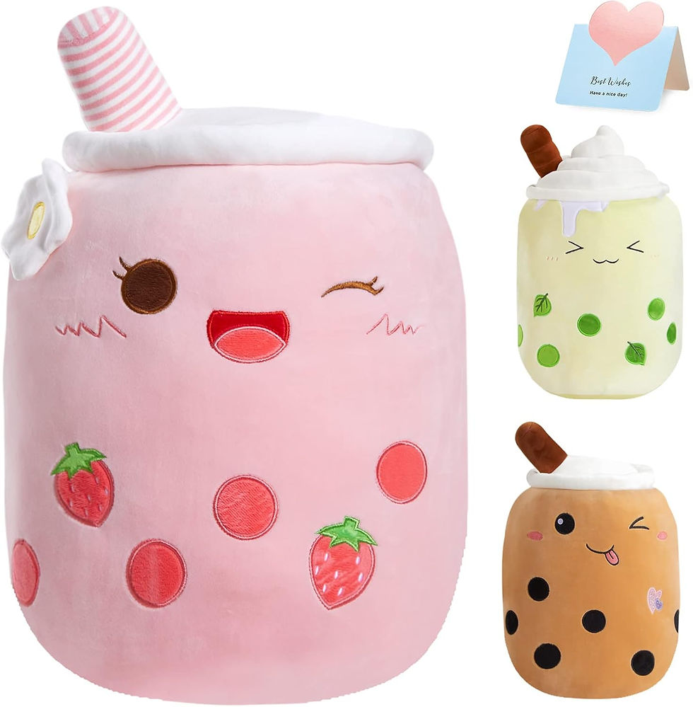 Thumbnail: Athoinsu Light Up Strawberry Boba Tea Soft Plush Pillow 10'' Kawaii Milky Tea S