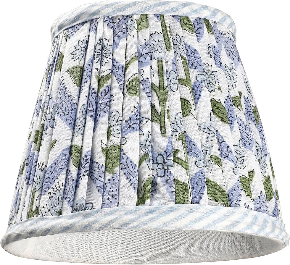 Thumbnail: Ridhi Pleated Block Print Lamp Shade Basil Green Floral Medium 4" Top x 6" Bott