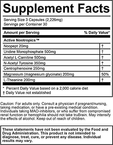 Thumbnail: TruBrain Nootropic Capsules - Focus, Energy, Clarity. Fast Absorbing Nootropics