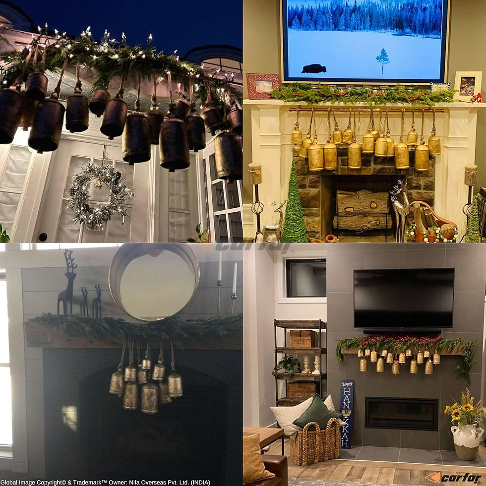 Thumbnail: Shabby Chic Set of 3 Country Rustic Style Bells Handmade Metal Harmony Christma