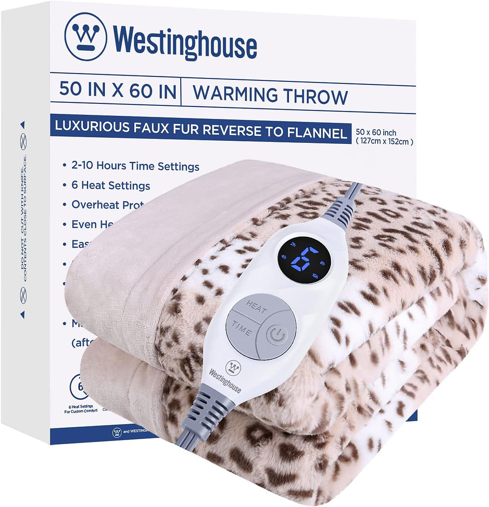 Thumbnail: Westinghouse Heated Throw Blanket, Grey Leopard Electric Throw Blanket, Luxury 
