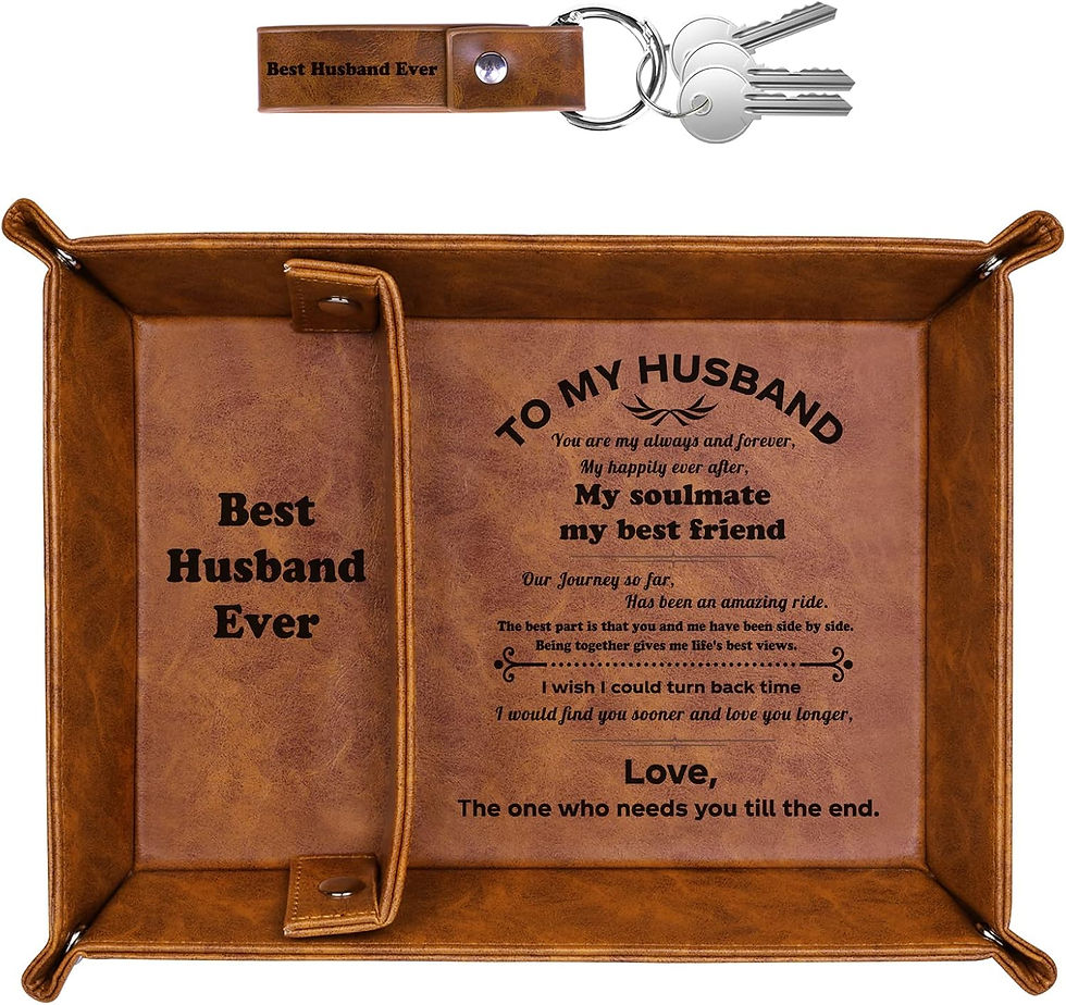 Thumbnail: Best Husband Ever PU Leather Tray and Keychain, Men Anniversary Birthday Gifts 