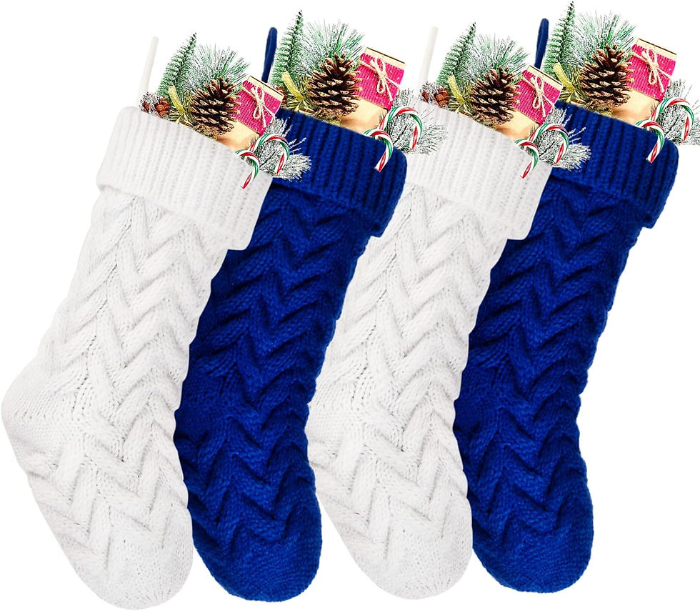 Thumbnail: Pack 4,18" Unique Ivory White Knit Christmas Stockings Style3