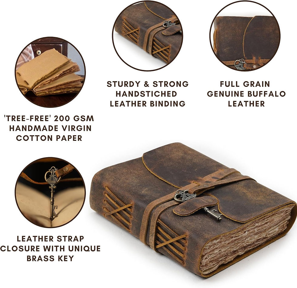 Thumbnail: LEATHER VILLAGE Vintage Leather Journal – 200 Handmade Vintage Deckle Edge Pa