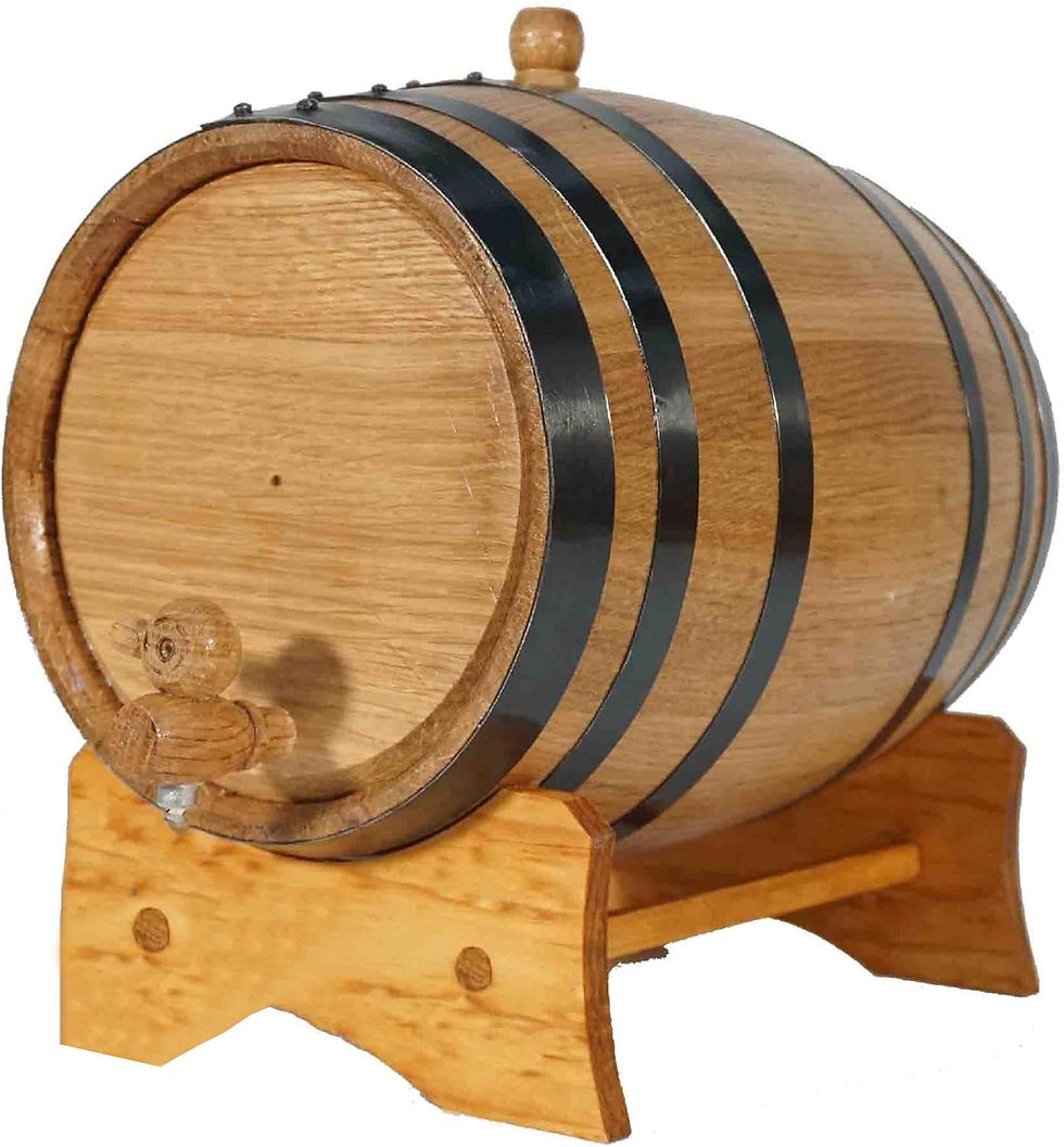 Thumbnail: 1 Liter Oak Aging Barrel with Wood Stand, Bung & Spigot - Mini Whiskey Barrels 