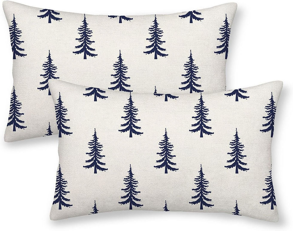 Thumbnail: Christmas Pillow Covers 18x18 Inch Set of 2 Cream Black Christmas Tree Decor Th