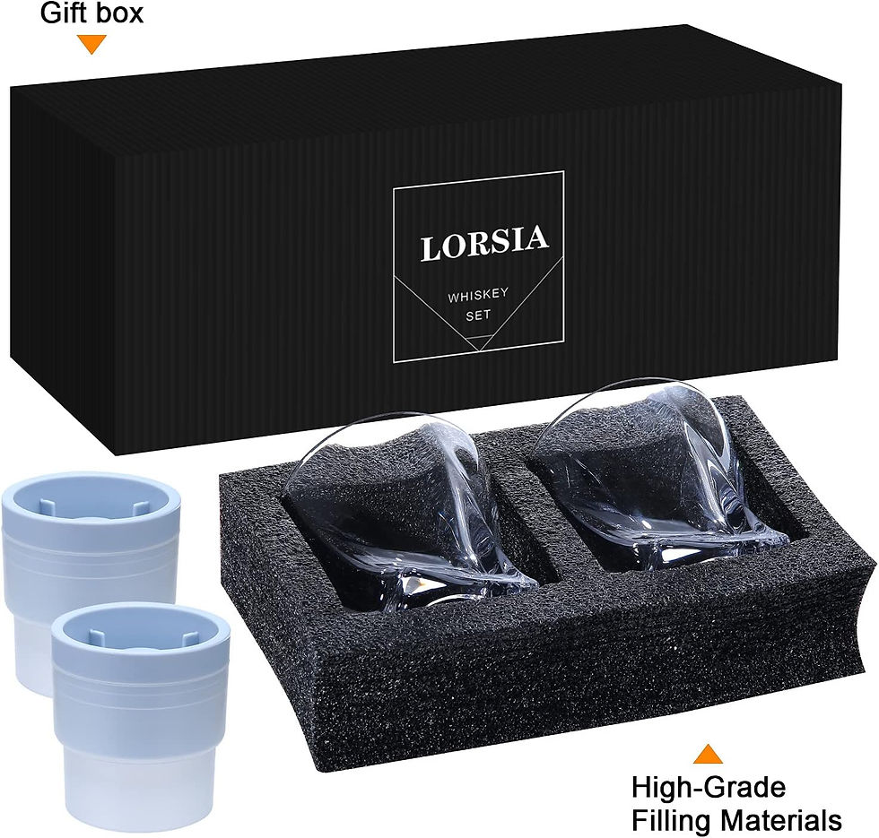 Thumbnail: Whiskey Rocks Glass, Set of 4 (2 Crystal Bourbon Glasses, 2 Round Big Ice Ball 