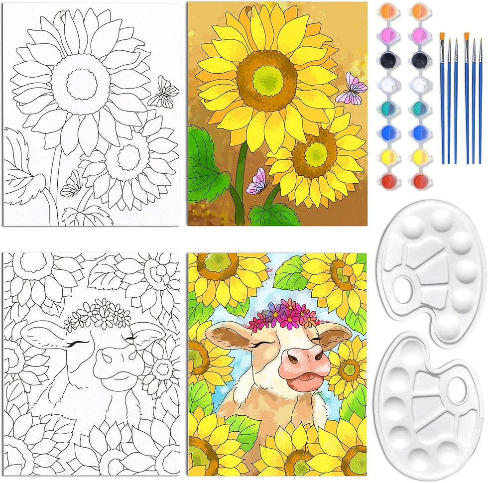 Thumbnail: WEBEEDY 2 Pack Canvas Painting Kit, Pre Drawn Canvas to Paint 8x10 Inch for Adu