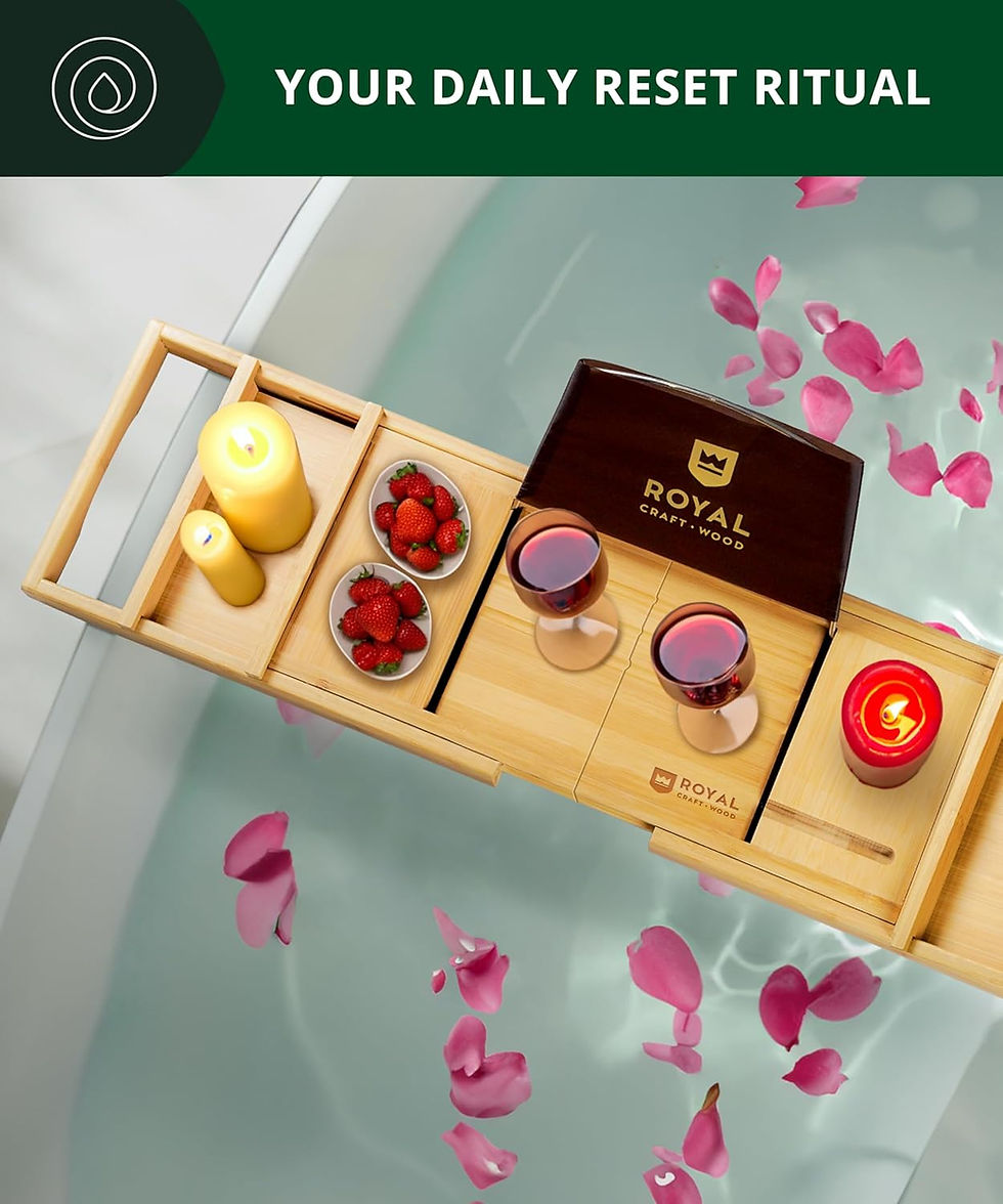 Thumbnail: ROYAL CRAFT WOOD Bathtub Tray Caddy for Tub, Bamboo Bath Shelf, Premium Foldabl