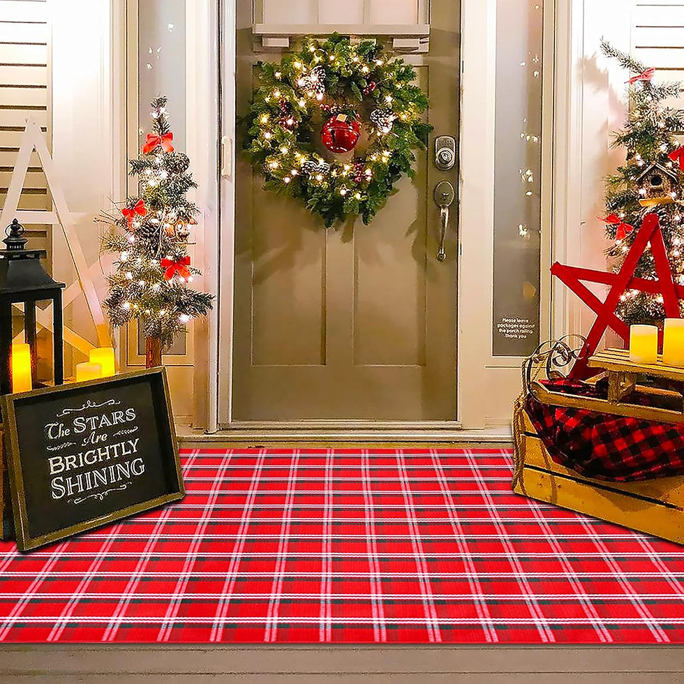 Thumbnail: Christmas Red Green White Plaid Rug, 28" x 43" Cotton Hand-Woven Buffalo Check 