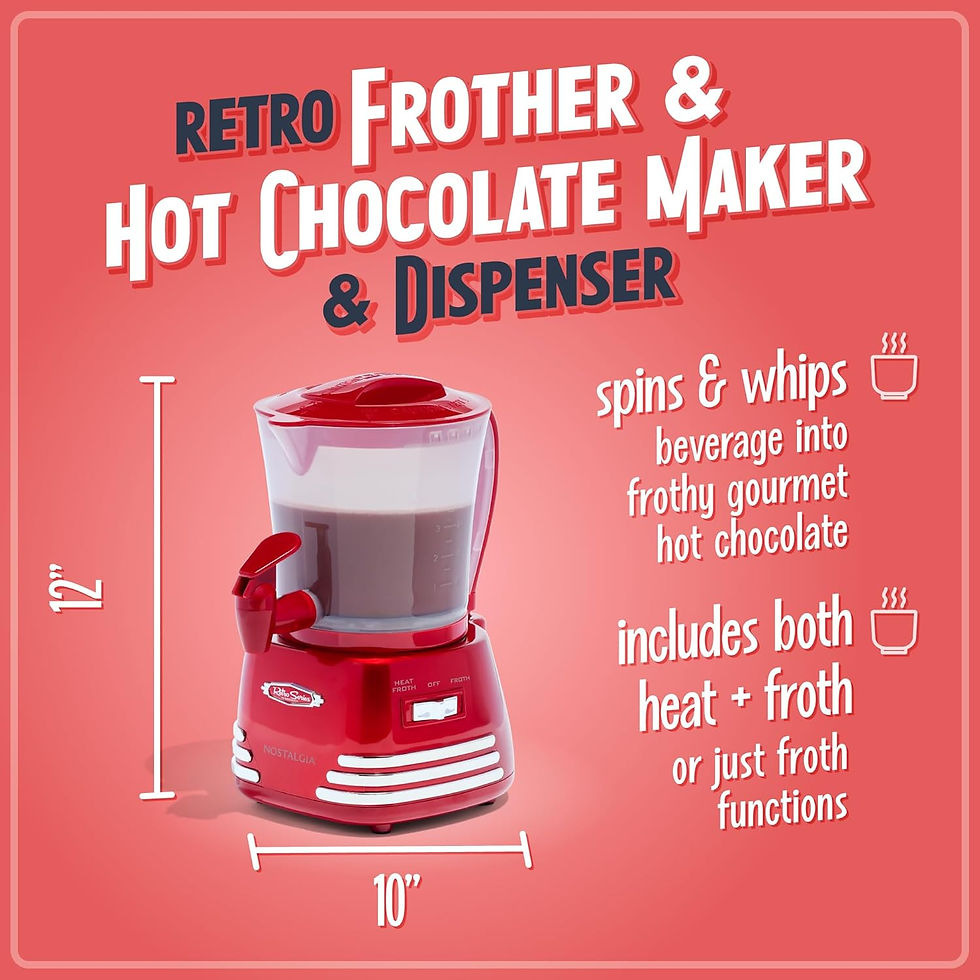 Thumbnail: Nostalgia Retro Frother and Hot Chocolate Maker and Dispenser, 32 Oz, for Coffe