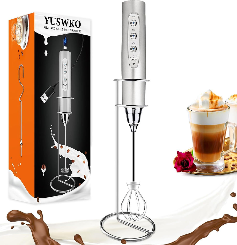 Thumbnail: YUSWKO Milk Frother Handheld for Coffee, Rechargeable Drink Mixer with 3 Heads 