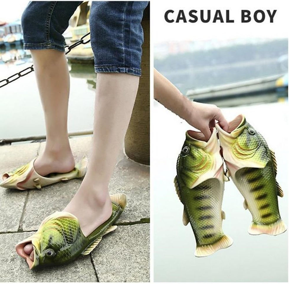 Thumbnail: BING RUI CO Fish Slippers Beach Shoes Non-Slip Sandals Creative Bass Slippers M