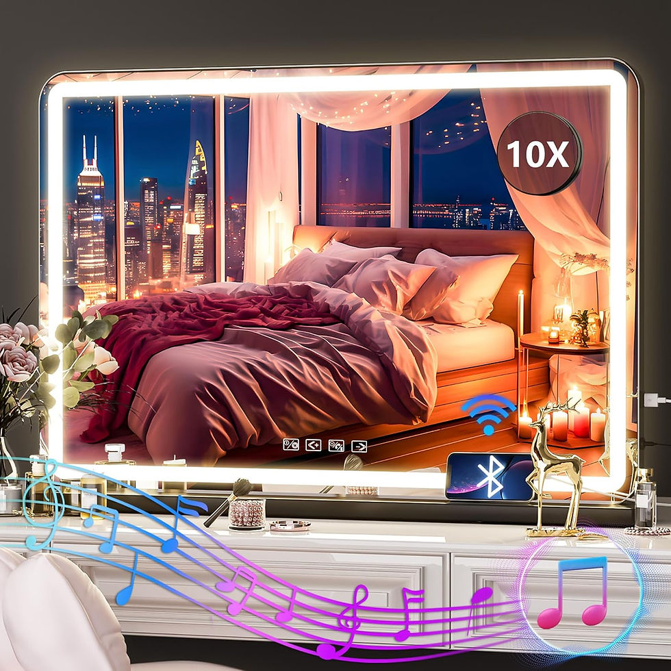 Thumbnail: Hasipu Vanity Mirror with Lights and Bluetooth Speaker, 32" x 21.7" LED Makeup 