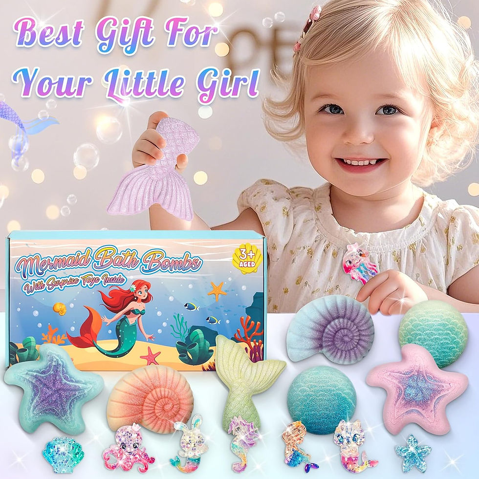 Thumbnail: 8 Packs Bath Bombs for Kids Girls, Mermaid Bath Bomb with Surprise Toys Inside,