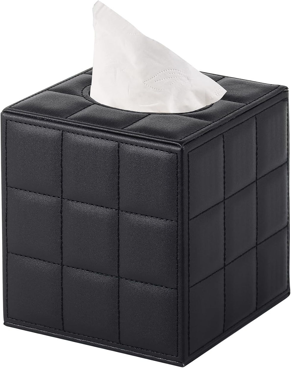 Thumbnail: Tissue Box Cover Rectangle Black Tissue Box Holder PU Leather Facial Tissue Org