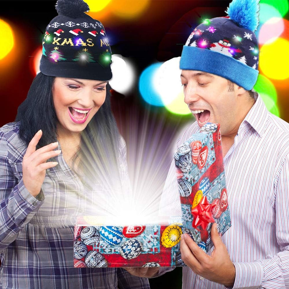 Thumbnail: 2 Pack LED Light Up Hat Beanie Knit Cap, Unisex Winter Snow Hat Sweater Ugly Ho