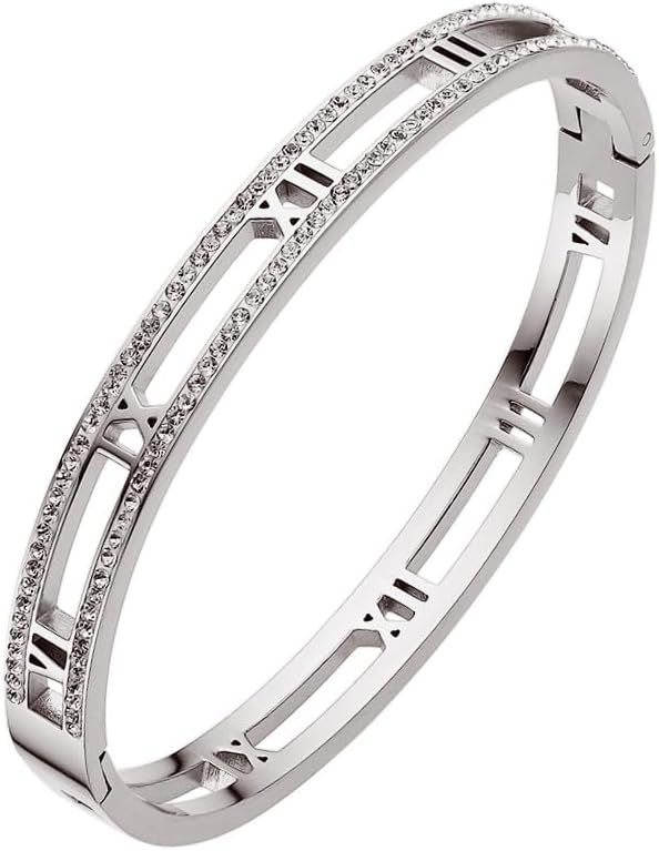 Thumbnail: Roman Numeral Series Hollow Carved Bracelet - Fashionable Women's Three-Color R