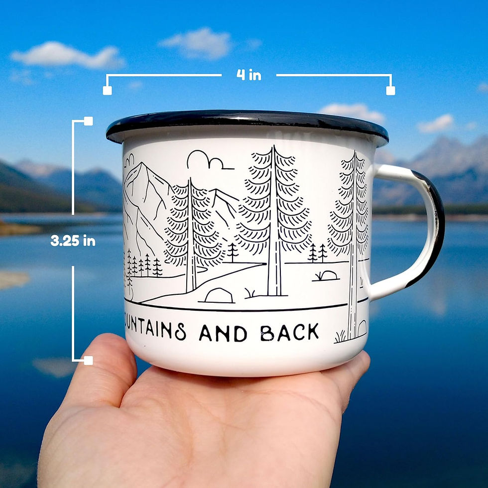 Thumbnail: Mountain Wedding Gift for Outdoorsy Couple - Bride & Groom Enamel Coffee Mug "I