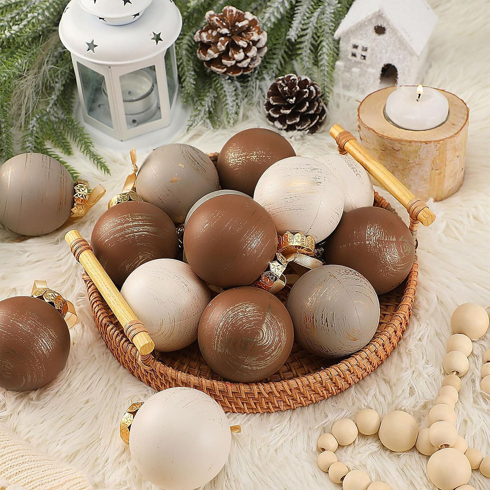 Thumbnail: Yunlly 24 Pcs Textured Christmas Ball Ornaments 2.36'' Neutral Christmas Tree D