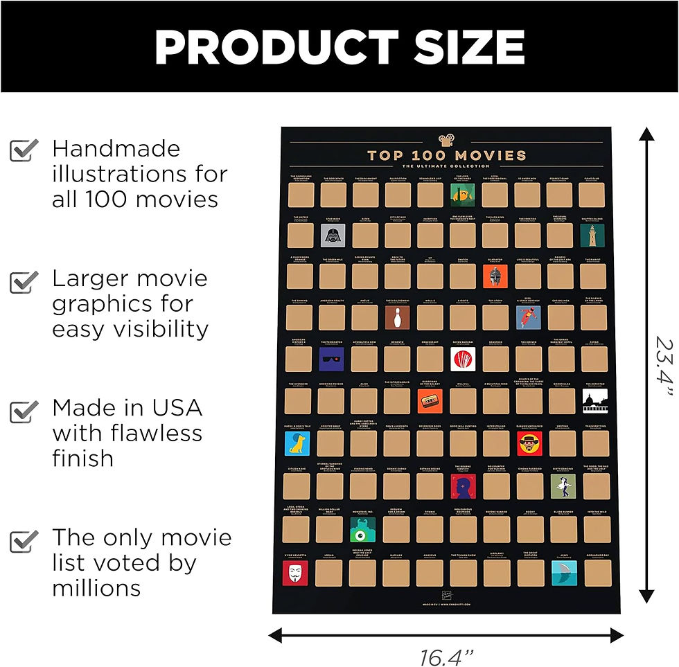 Thumbnail: Enno Vatti Top 100 Movies Scratch Off Poster - Bucket List of Best Films - 100 