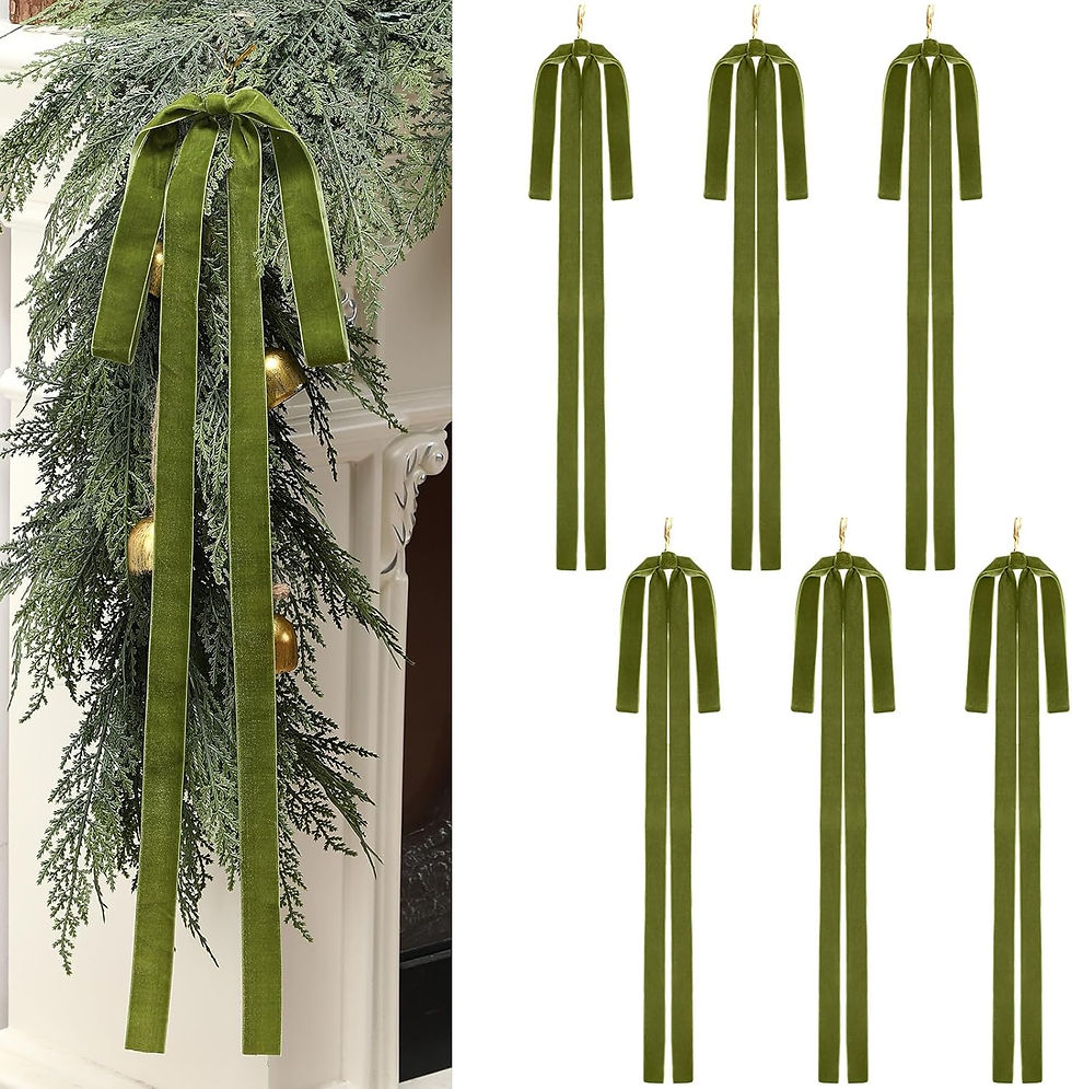 Thumbnail: Janinka 6 Pcs Velvet Christmas Swag Bow 23.5x15.5 Inch Rustic Large Velvet Chri