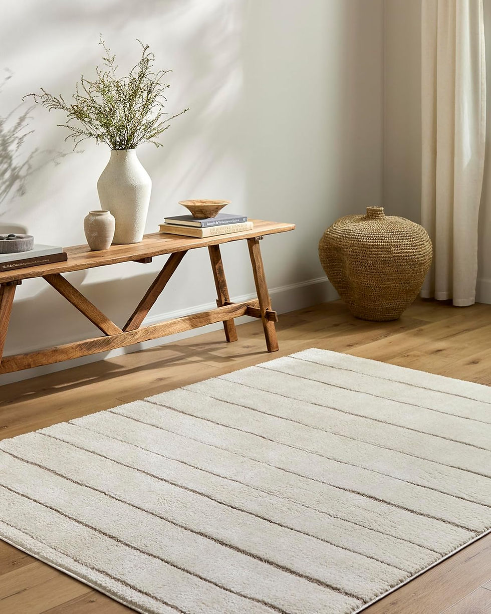 Thumbnail: Livabliss x Our PNW Home Cascade Minimalist Striped Area Rug, 2'7" x 7'3", Ligh