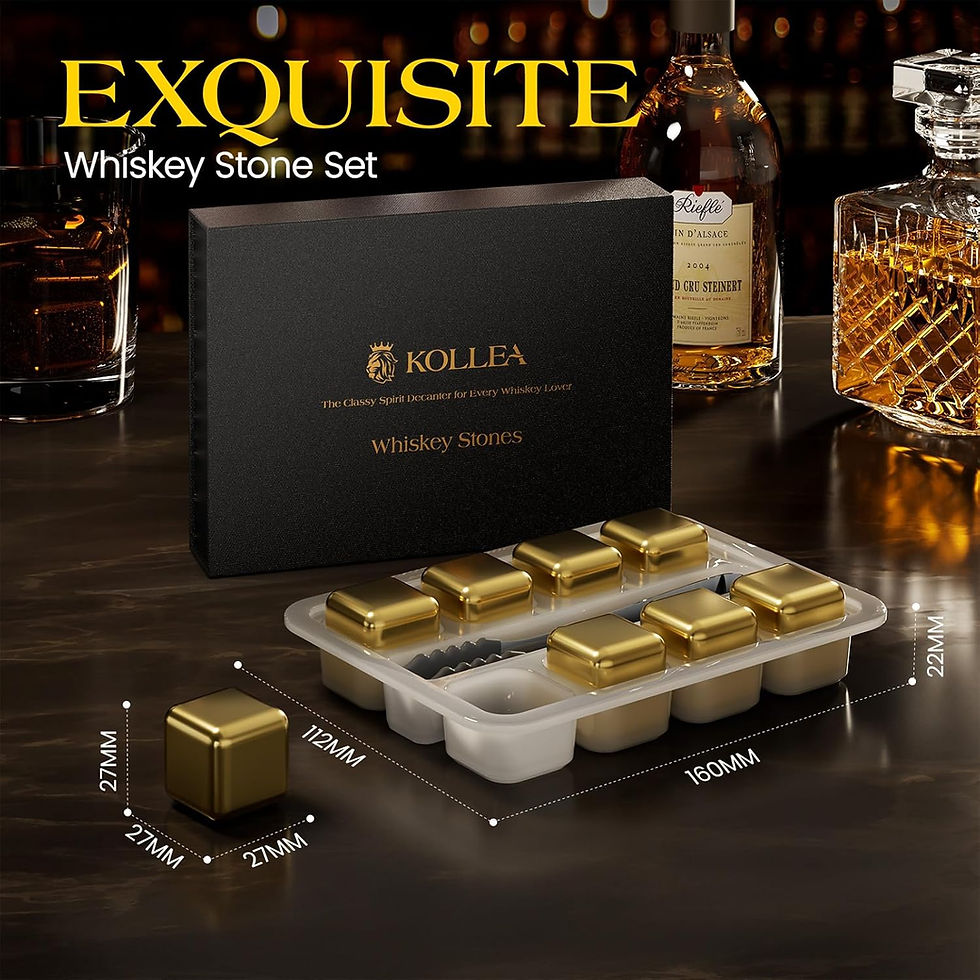 Thumbnail: Kollea Whiskey Stones, 8-Pack Golden Stainless Steel Whiskey Chilling Rocks, Re