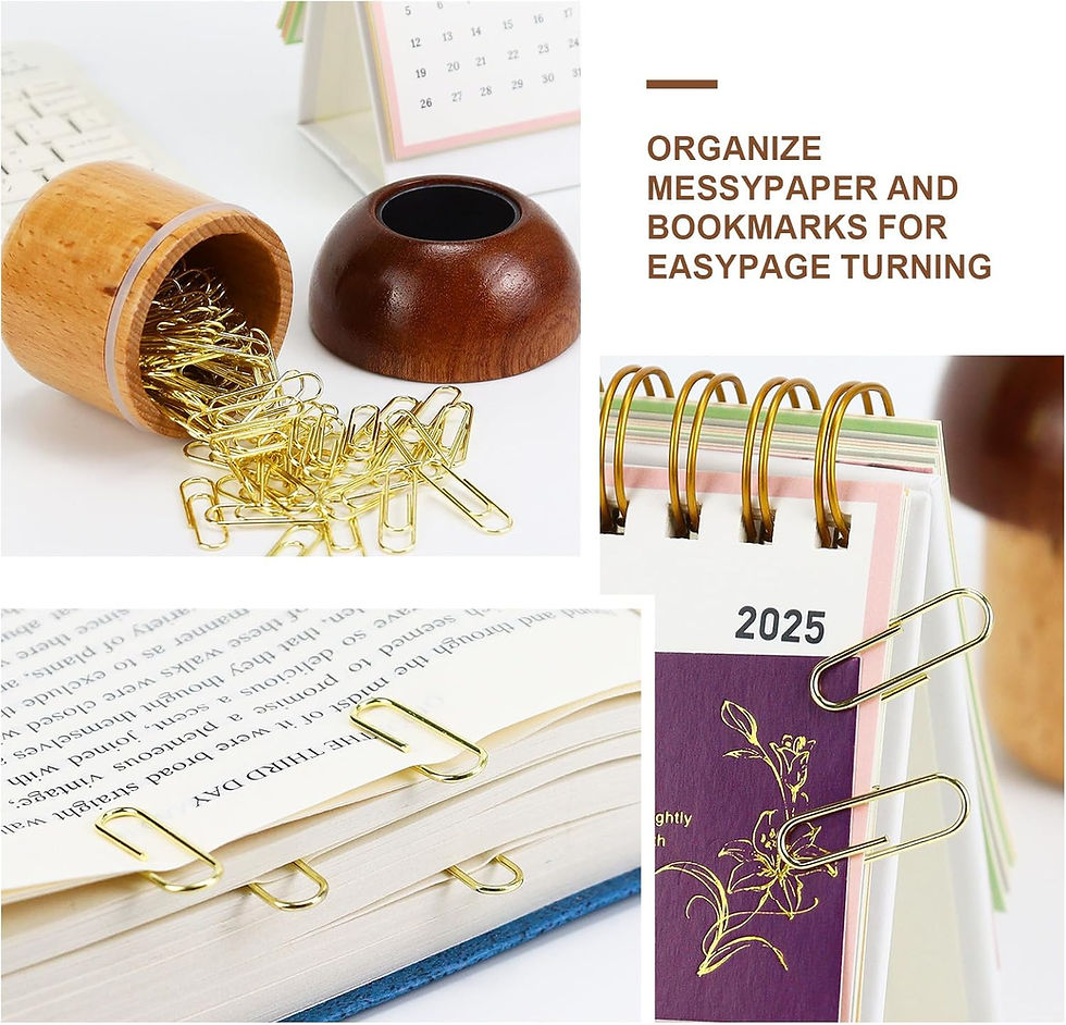 Thumbnail: Koqye Mushroom Magnetic Paperclip Holders for Desk, Wooden Paper Clips Holders 
