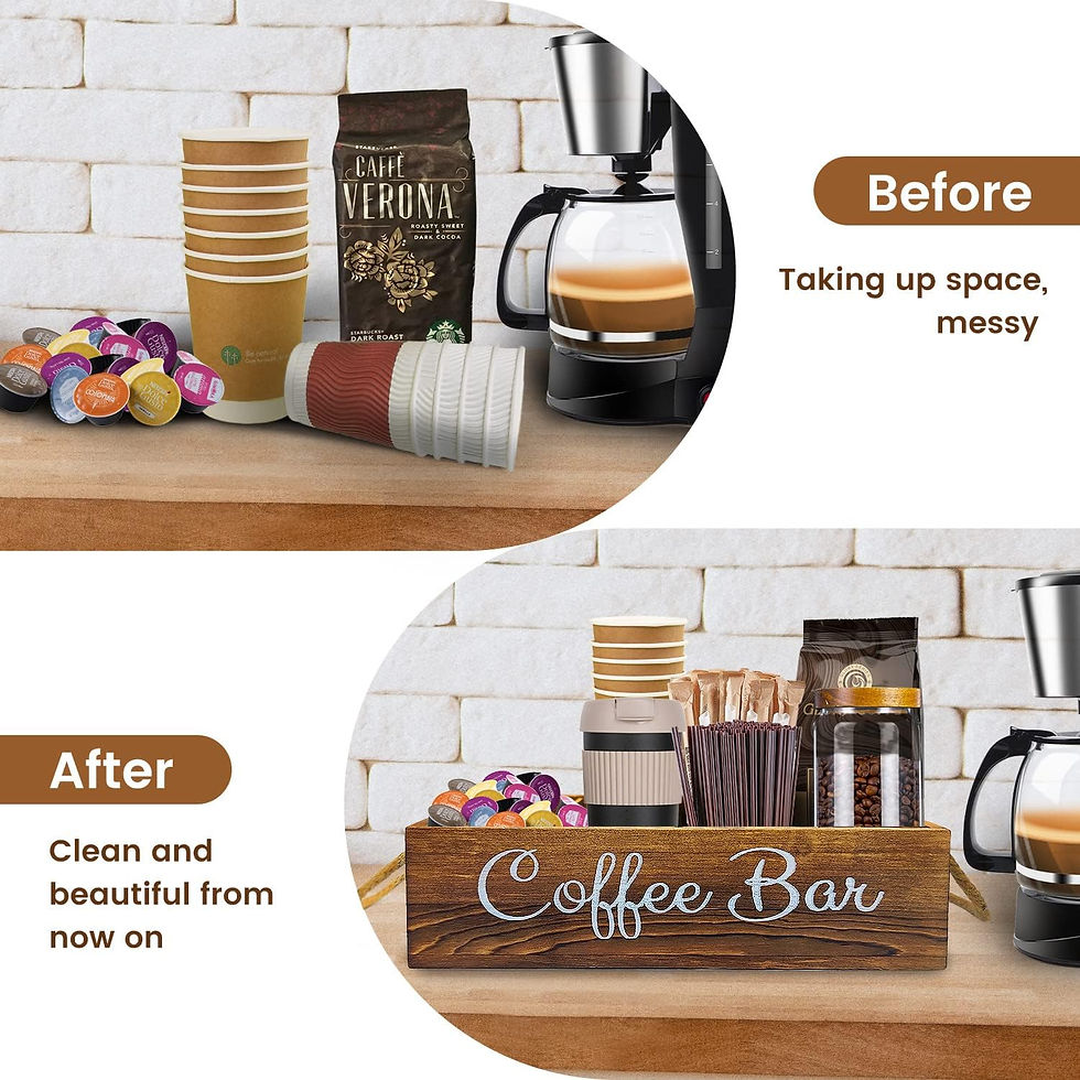 Thumbnail: Coffee Station Organizer with Small Removable Dividers, Wooden Coffee Bar Acces
