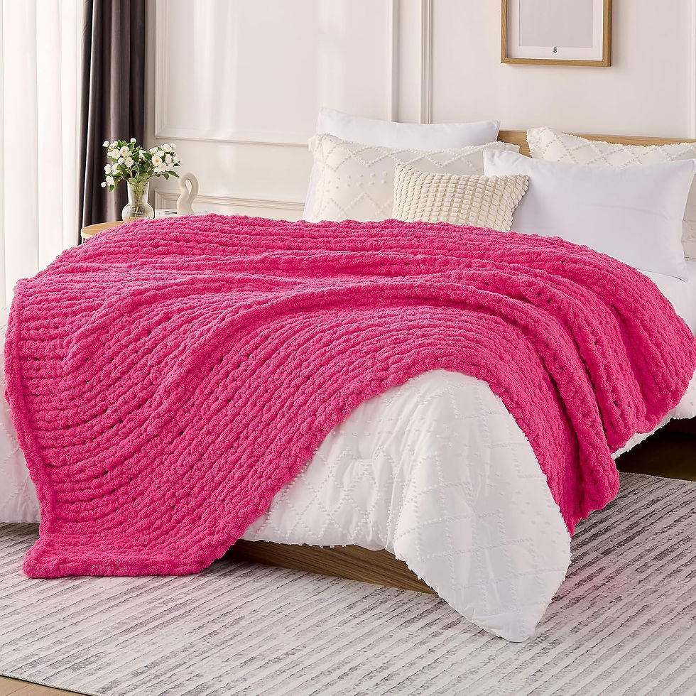 Thumbnail: L'AGRATY Chunky Knit Blanket Throw,Soft Chenille Yarn Throw 50x60，Handmade Th